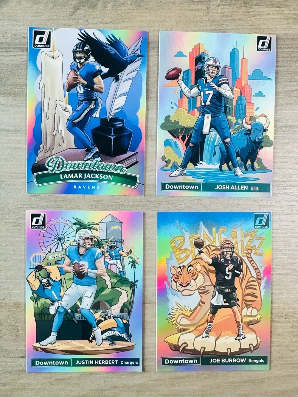 NFL Quarterback Lot of (4) Downtown Novelty Cards. Herbert, Allen, etc…